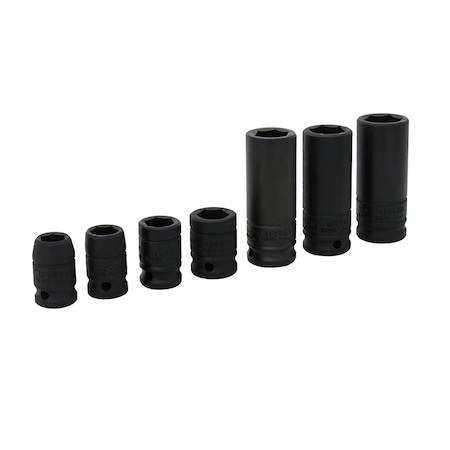 Urrea 1/2" drive, 6-point deep impact socket set 7 PC 7400CA